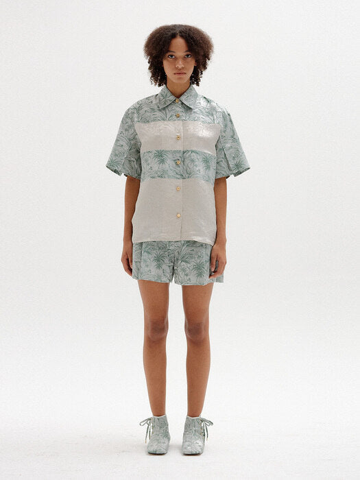 Eenk Starry Patterned Short Sleeve Shirt - Khaki/Ivory