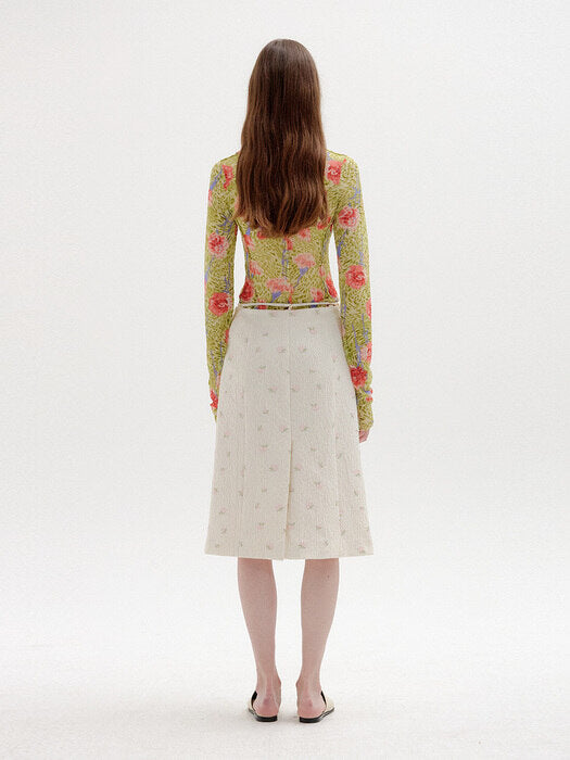 Eenk Sol Floral-Print Mockneck Top - Green Multi