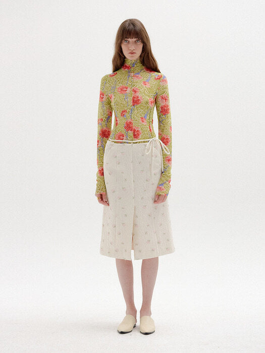 Eenk Sol Floral-Print Mockneck Top - Green Multi