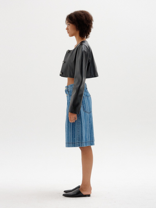 Eenk Sico Denim Bermuda Shorts - Blue Stripe