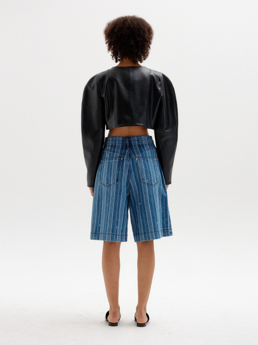 Eenk Sico Denim Bermuda Shorts - Blue Stripe