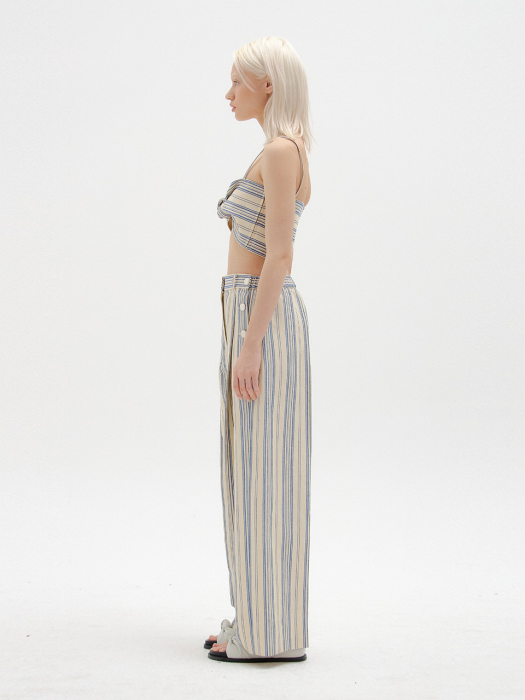 [EENK] Savone Wide Pants - Ivory/Blue Stripe