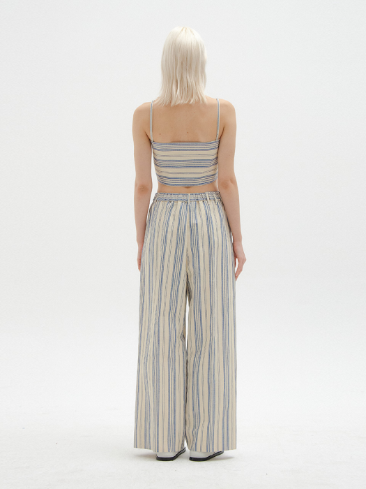 [EENK] Savone Wide Pants - Ivory/Blue Stripe