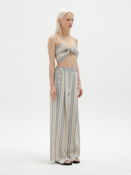 [EENK] Savone Wide Pants - Ivory/Blue Stripe