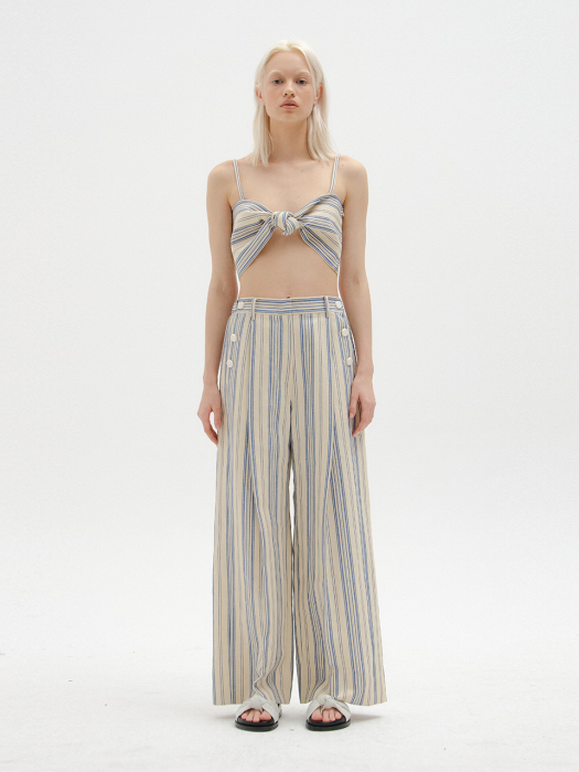 [EENK] Savone Wide Pants - Ivory/Blue Stripe
