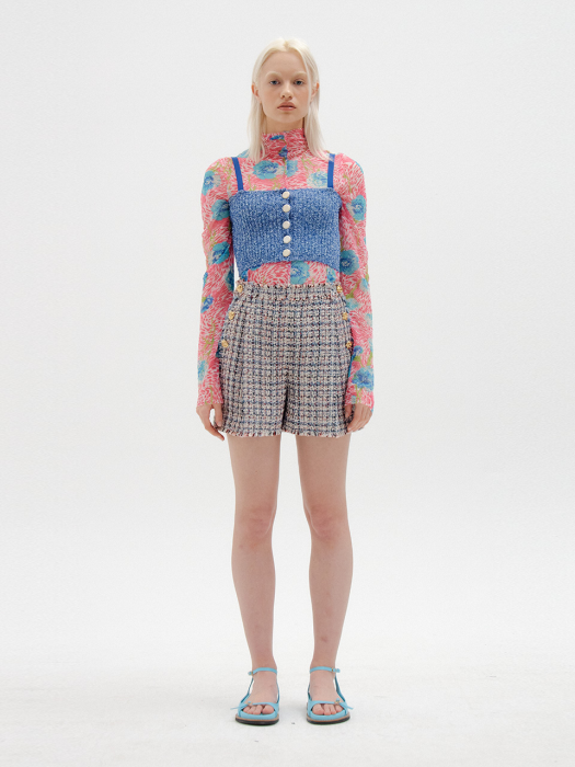 Eenk Star Tweed Shorts - Blue Multi