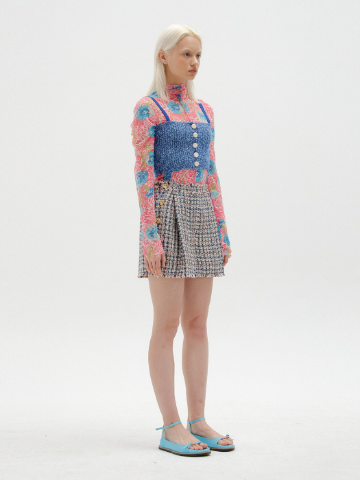 Eenk Star Tweed Shorts - Blue Multi