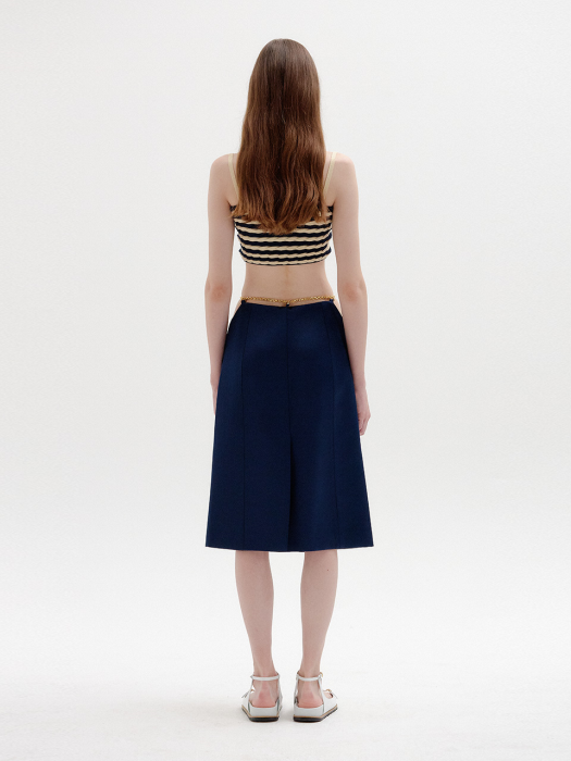 Eenk SI Knotted Knit Top - Beige/Navy Stripe