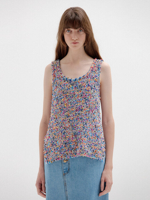 Eenk Sky Sleeveless Knit Top - Purple Multi