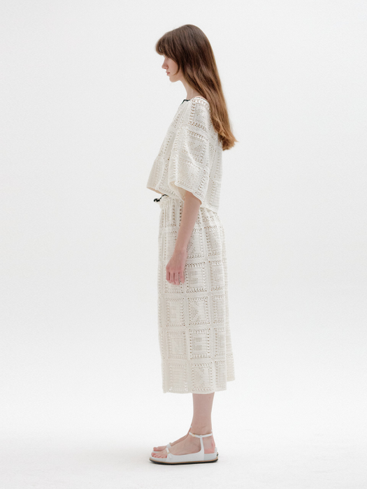 Eenk Spelling Handmade Lettered Knit Skirt - White