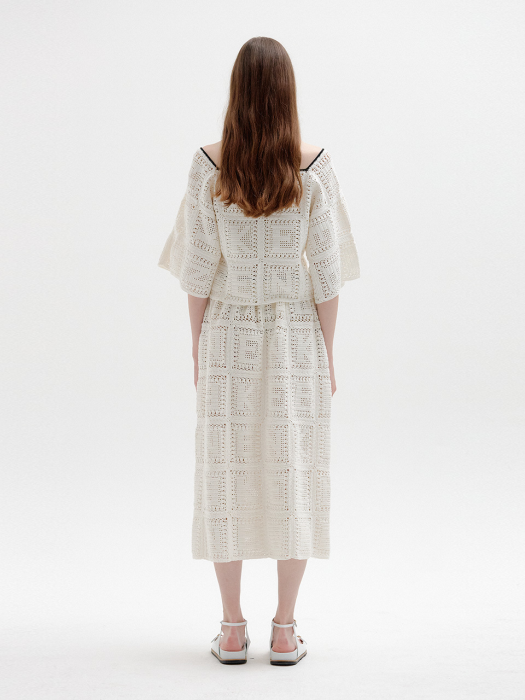 Eenk Spelling Handmade Lettered Knit Skirt - White