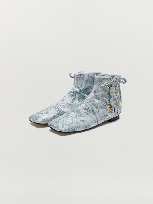 Eenk Sadie Lace-Up Ankle Boots - Khaki/Ivory