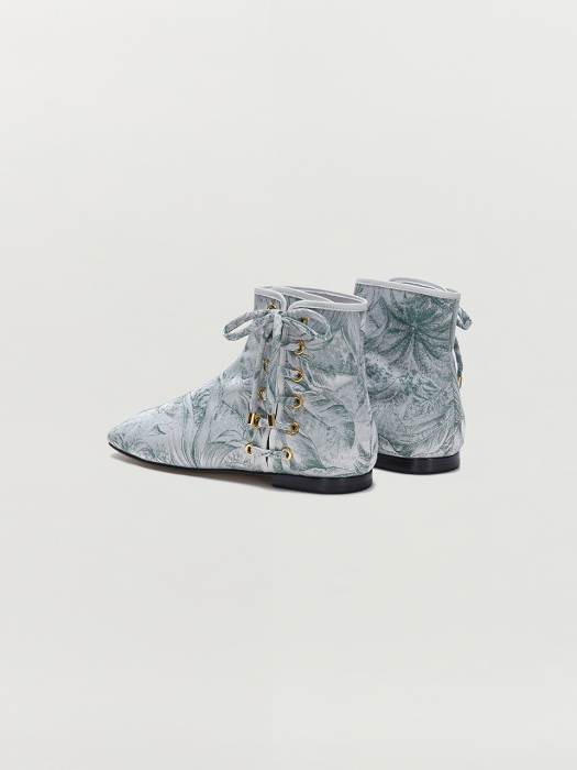 Eenk Sadie Lace-Up Ankle Boots - Khaki/Ivory
