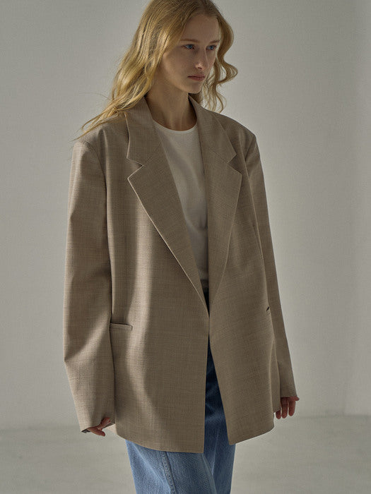 Facade Pattern Oversized Summer Wool Jacket oatmeal