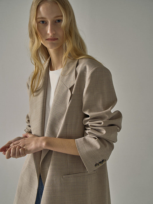 Facade Pattern Oversized Summer Wool Jacket oatmeal