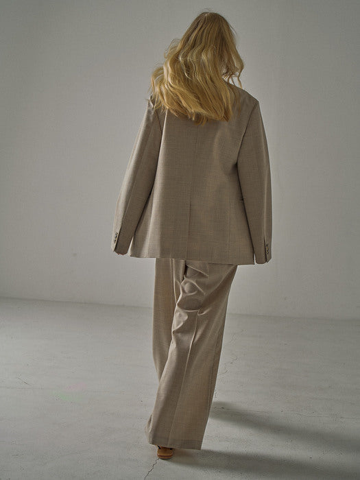 Facade Pattern Oversized Summer Wool Jacket oatmeal