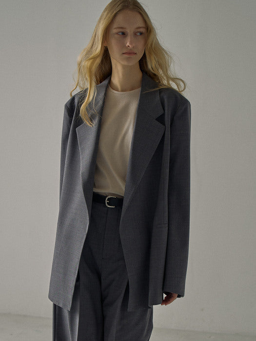 Facade Pattern Oversized Summer Wool Jacket charcoal