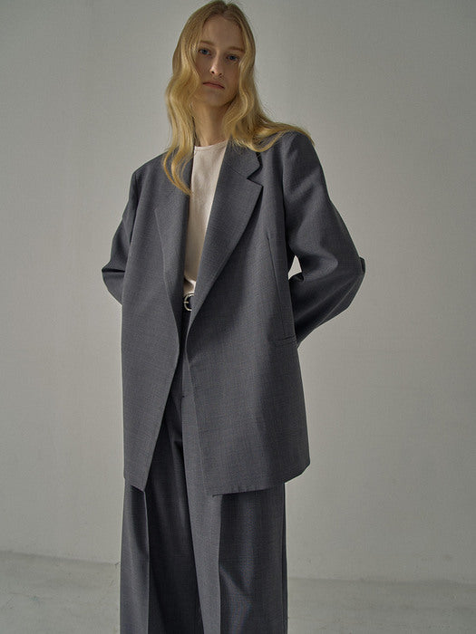 Facade Pattern Oversized Summer Wool Jacket charcoal