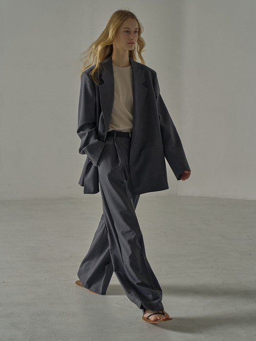 Facade Pattern Oversized Summer Wool Jacket charcoal