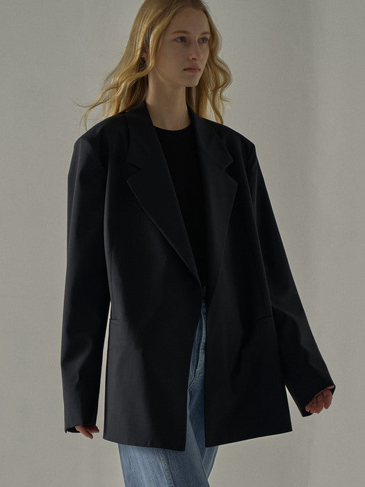 Facade Pattern Overfit Summer Wool Jacket black