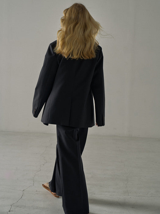 Facade Pattern Overfit Summer Wool Jacket black