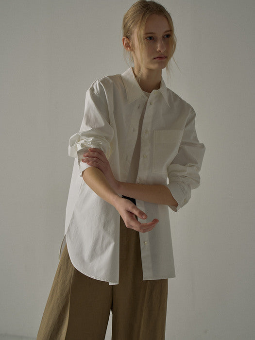 [facade pattern] Overfit Poplin Shirt - Off White