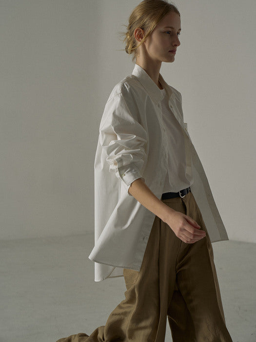 [facade pattern] Overfit Poplin Shirt - Off White