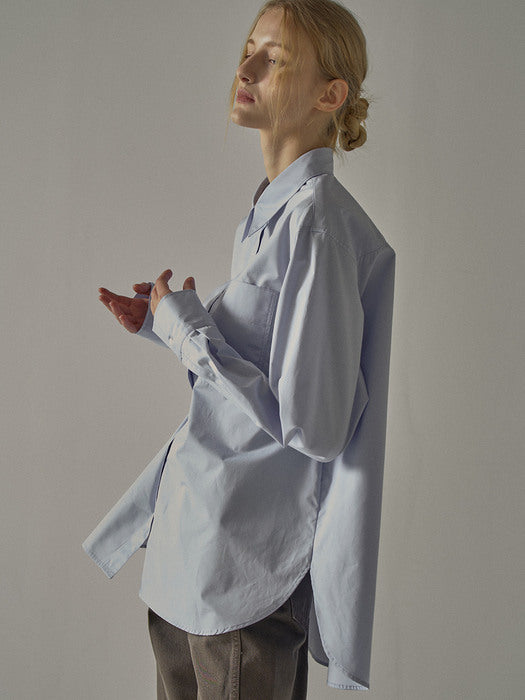 Facade Pattern Overfit Poplin Shirt sky