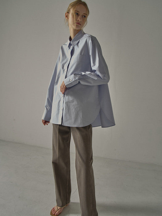 Facade Pattern Overfit Poplin Shirt sky