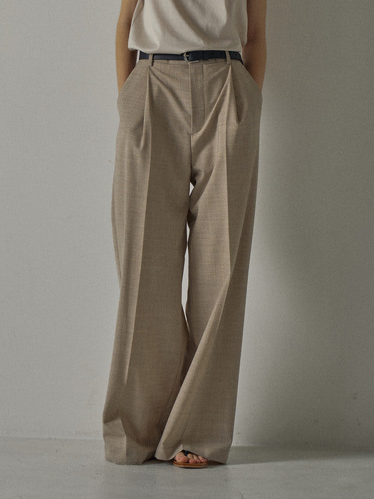 Facade Pattern Summer Wool Wide Pants oatmeal