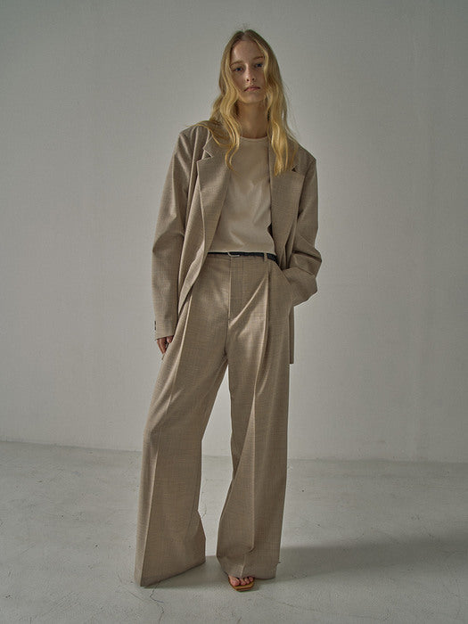 Facade Pattern Summer Wool Wide Pants oatmeal