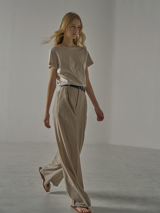 Facade Pattern Summer Wool Wide Pants oatmeal