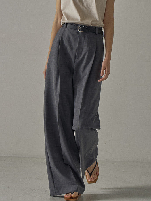[facade pattern] Summer Wool Wide Pants_charcoal