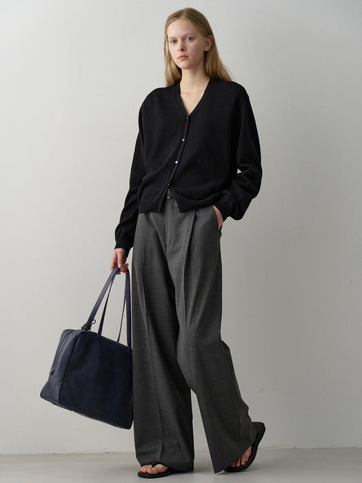 [facade pattern] Summer Wool Wide Pants_charcoal