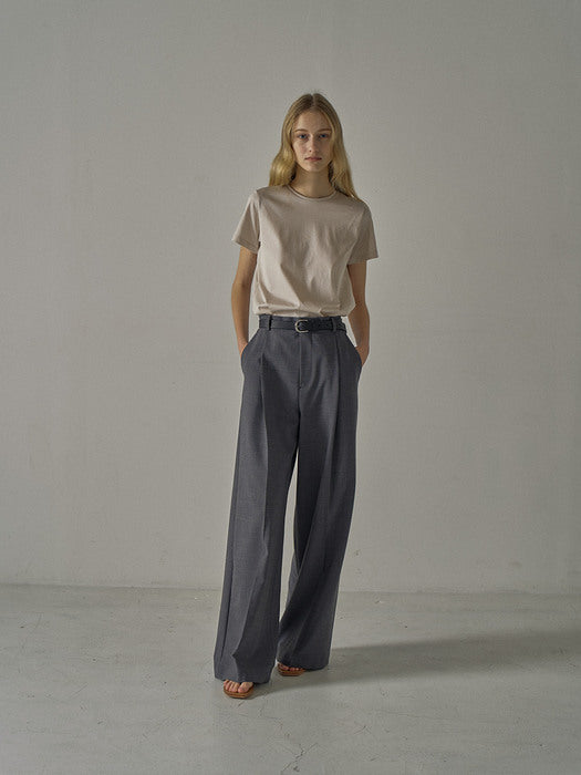[facade pattern] Summer Wool Wide Pants_charcoal