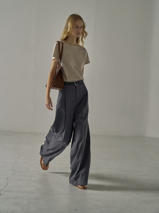 [facade pattern] Summer Wool Wide Pants_charcoal