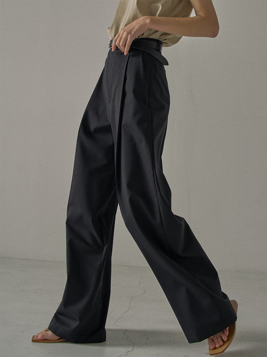 [facade pattern] Summer Wool Wide Pants_black