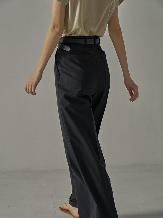 Facade Pattern Summer Wool Wide Pants black