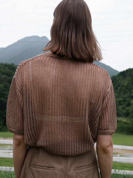 [moia] leaf knit (brown)