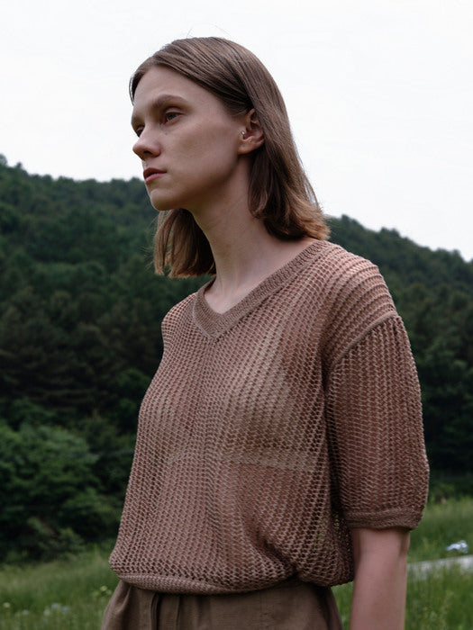 [moia] leaf knit (brown)