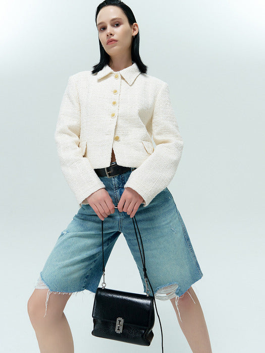 [vunque] Toque Baguette Mini Crossbody Bag — Black