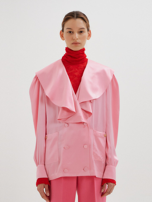 Eenk Timing Oversized Collar Blouse - Pink