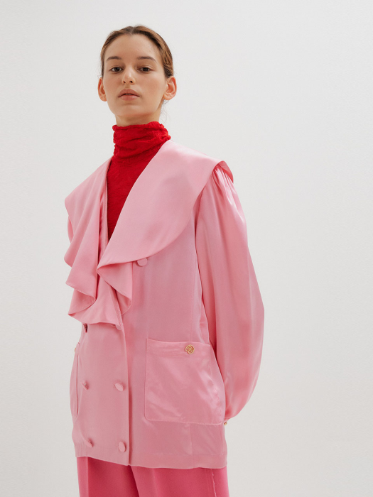 Eenk Timing Oversized Collar Blouse - Pink