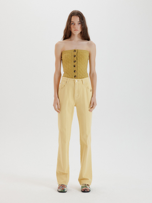 [EENK] Tissy Bootcut Denim Pants - Yellow