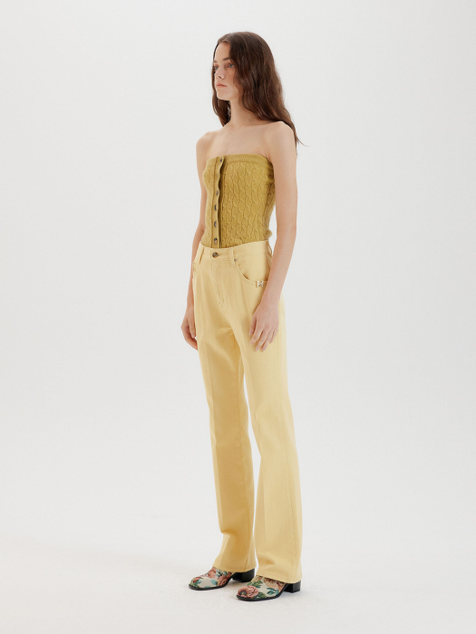 [EENK] Tissy Bootcut Denim Pants - Yellow