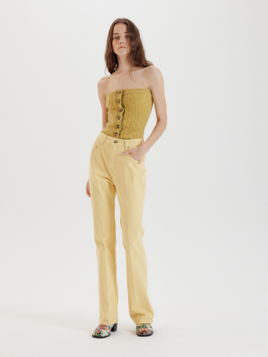 [EENK] Tissy Bootcut Denim Pants - Yellow