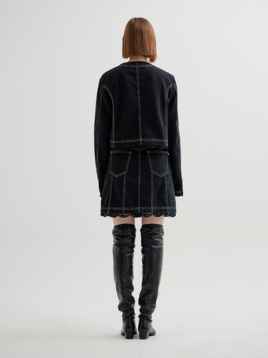 Eenk Tutu Laced Denim Mini Skirt - Black
