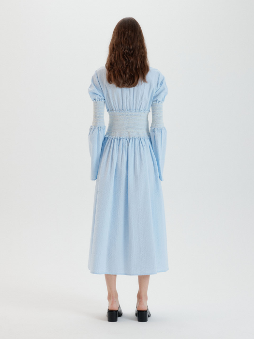 Eenk Tiara Smoking Shirt Dress - Sky Blue