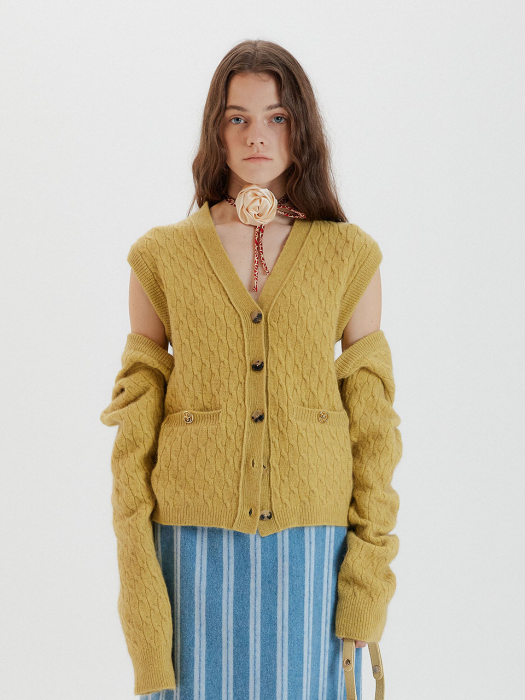 Eenk Tag Bolero & Vest Set Cardigan - Yellow