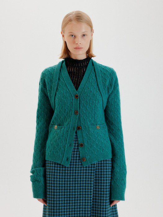 Eenk Tag Bolero & Vest Set Cardigan - Green